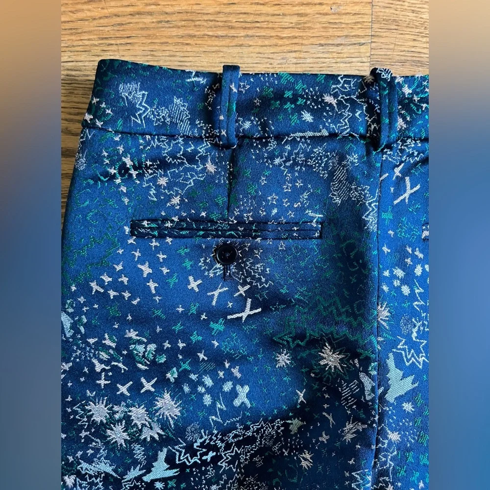 Zadig & Voltaire Posh Jac Glam Suit Pants 36 Navy Metallic Jacquard Tailored NWT - Picture 4 of 14